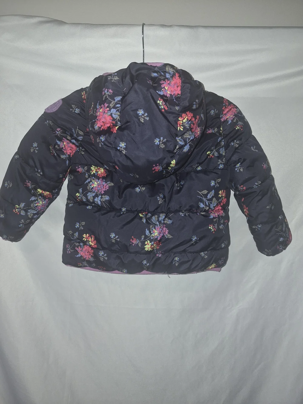 Baby Gap Floral Girls Puffer Jacket Coat With Hood  Sz 4 Toddler